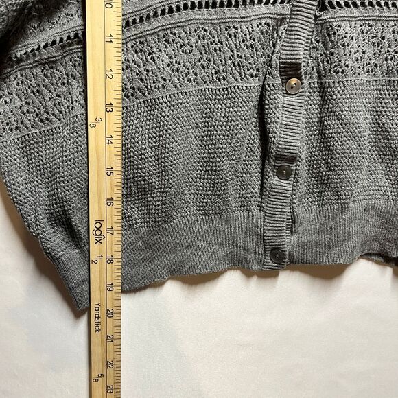 Torrid Gray Cotton Crochet Knit Button-Front Cropped Cardigan Women's 2X Boho - Picture 10 of 10
